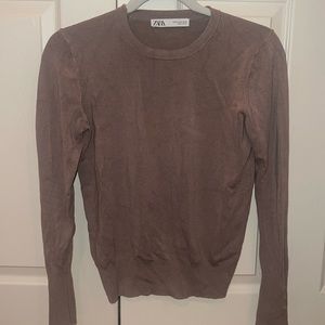 Zara brown crew neck sweater